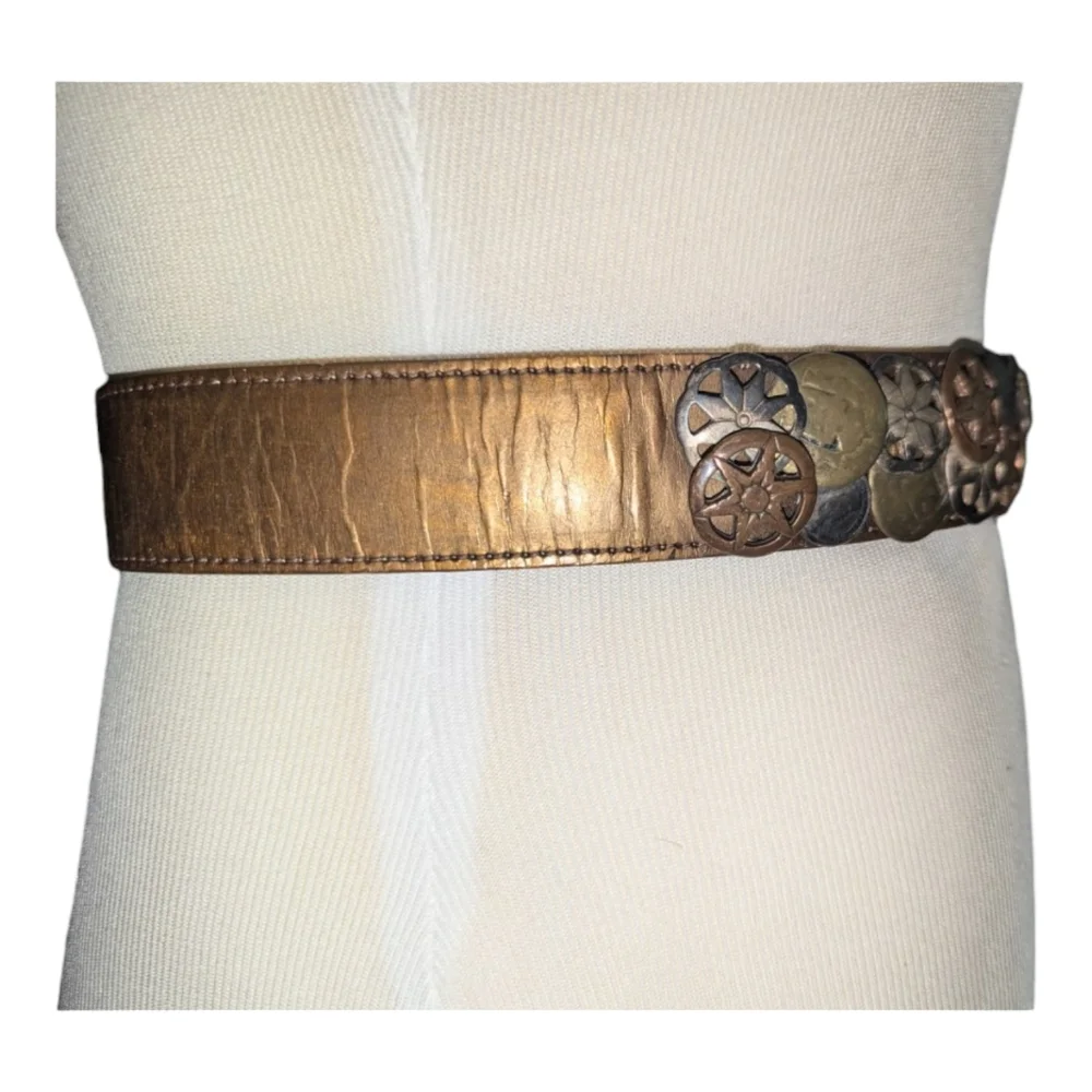 Rare Vintage Streets Ahead Santa Monica Copper Coin Adjustable Leather Belt